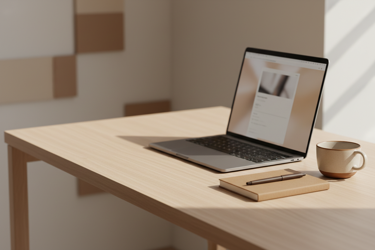 Professional minimalist workspace hero image